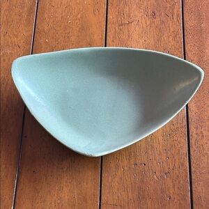 Vintage 60'S Floraline Green Triangle Trinket Dish 431 USA